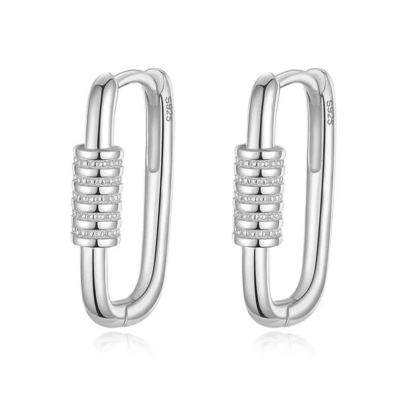 TrustDavis Real 925 Sterling Silver 2022 Cute Rectangle Charm Hoop Earrings For Daughter Girls Birthday Gift Fine Jewelry DG0075