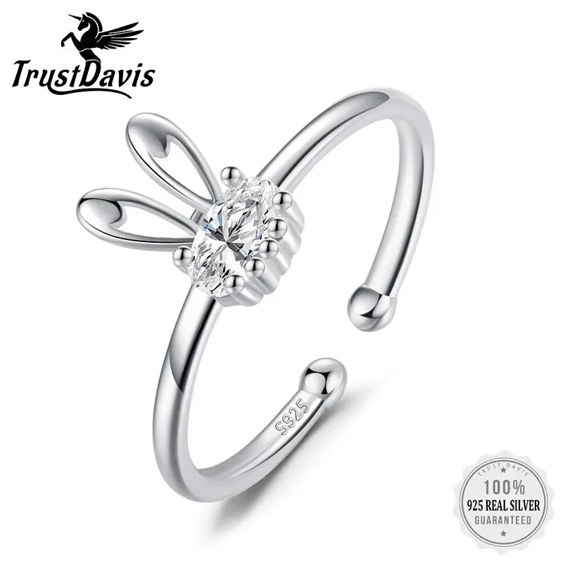 Cute Rabbit Dazzling CZ Opening Rings DS2441