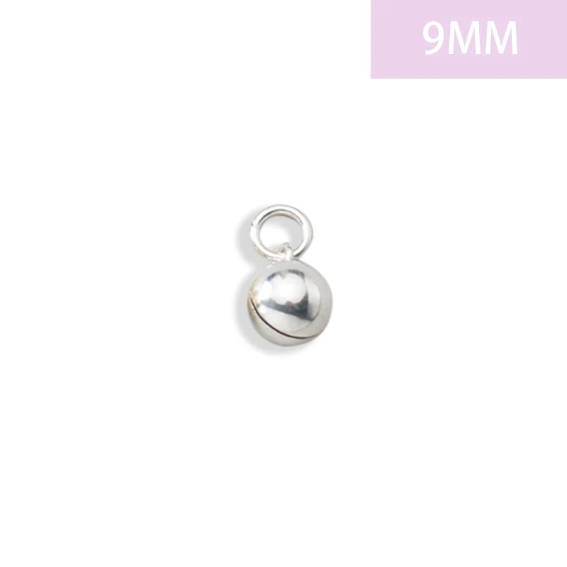 TrustDavis Real 925 Sterling Silver Glossy Round Small Bell Charm Pendant Handmade DIY Accessories Jewelry Wholesale DZ1792