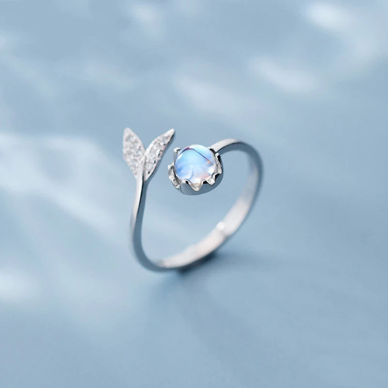 Blue Mermaid Tail Open Finger Ring DS1710