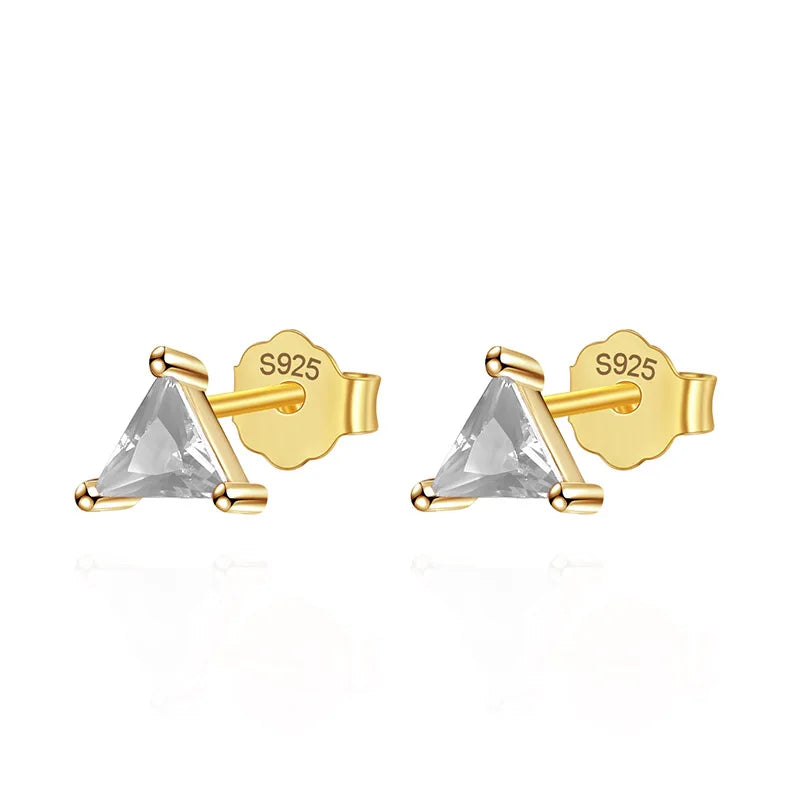 Colour CZ Triangle Round Charm Stud Earrings DA2701