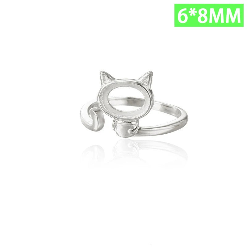 cat ring 3 4 5 6 empty bracket handmade DIY jewelry DZ1690
