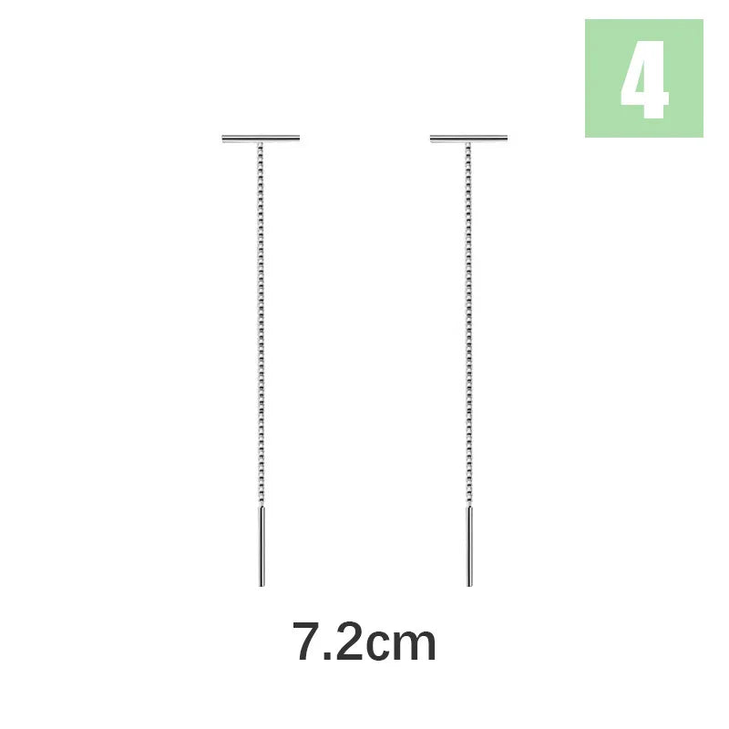 TrustDavis 925 Sterling Silver Ear Line Simple Geometric Drop Earring for Women Teens Wedding Party Fine Jewelry DS3934