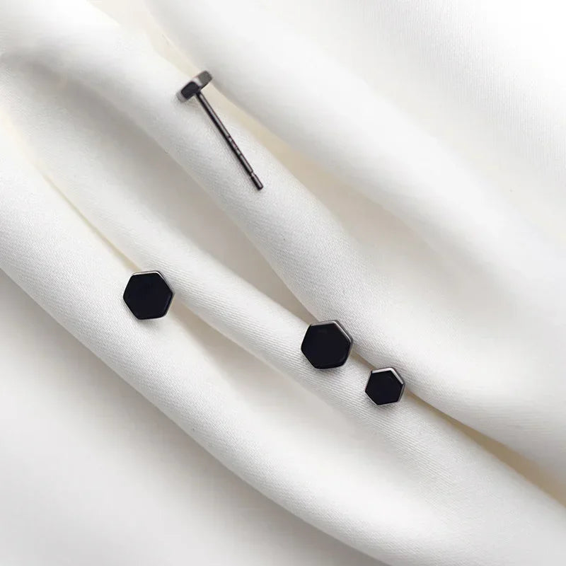 Trusta New Arrival Authentic 925 Sterling Silver Lovely Hexagon Stud Earrings Silver for Women Fashion Jewelry New Design DA869