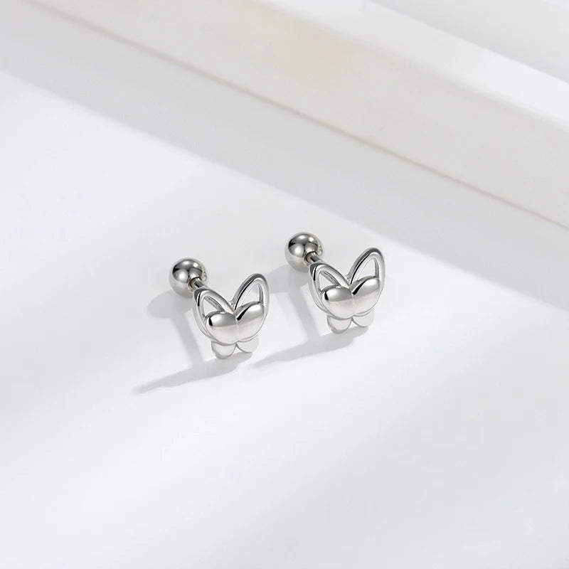 TrustDavis 925 Sterling Silver Women's Fashion Simple Hollow Butterfly Screw Earrings for Women Girls Jewelry Gift DS4270
