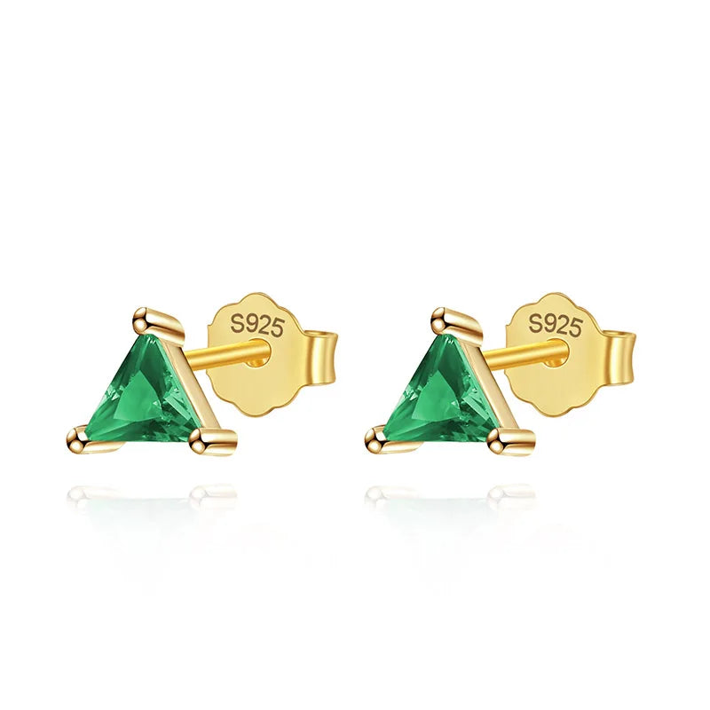 Colour CZ Triangle Round Charm Stud Earrings DA2701