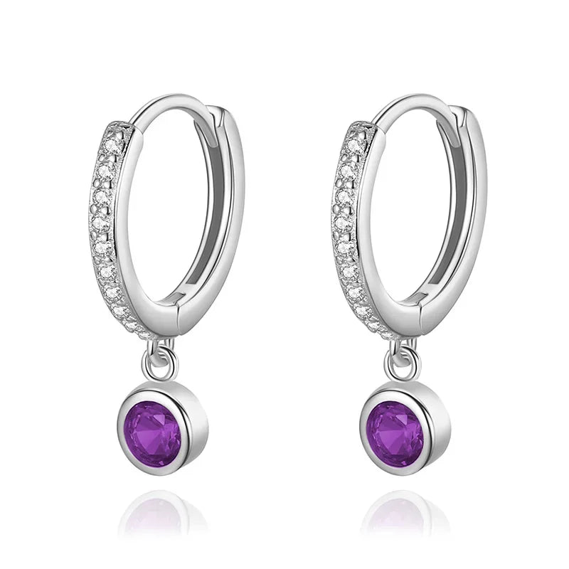 Trustdavis Real 925 Sterling Silver Round Pendant Hoop Earrings For Women Wedding Party Fine Colour Dazzling Jewelry DA2739