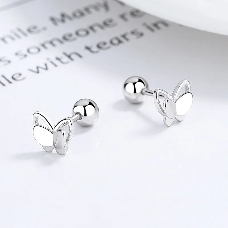 TrustDavis Authentic 925 Sterling Silver Cute Butterfly Stud Earrings for Women Girls Kids Birthday Gift Jewelry DS3919