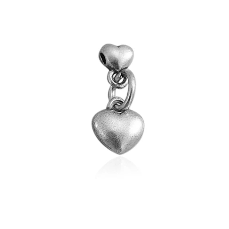 TrustDavis New Real 925 Sterling Silver Fashion Romantic Hearts Charm Pendant Handmade DIY Accessories Wholesale DZ1720