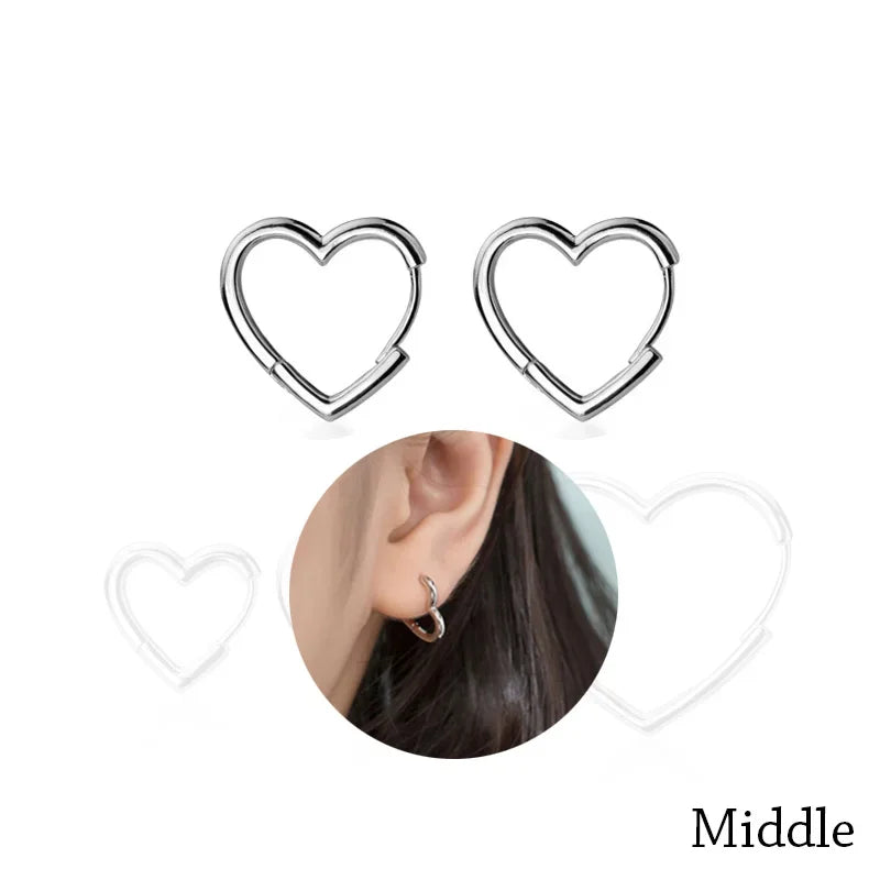 TrustDaivs Heart Hoop Earrings 925 Sterling Silver Heart Hoop Geometric Ear Cuff Clip On Earring For Women Girl Piercing DS2434