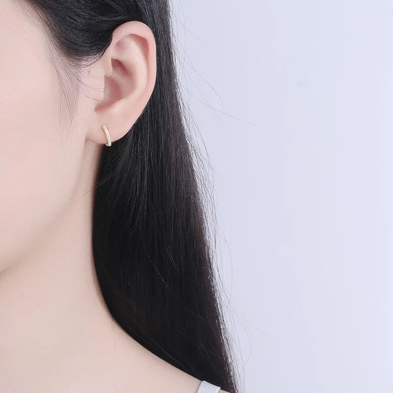 Real 925 Sterling Silver Fashion Sweet Shiny Hoop Earring DA2195