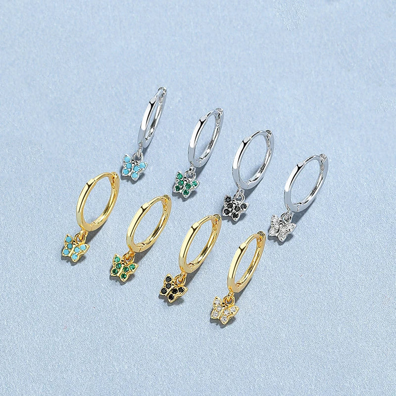 Hoop Earrings Charm Butterfly Zircon DS4116