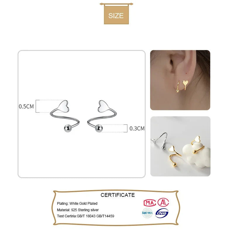 TrustDavis Genuine 925 Sterling Silver Women's Small Star Heart Screw Ear Bones Ear Buckle Tightly Packed Mini Earrings DA2099