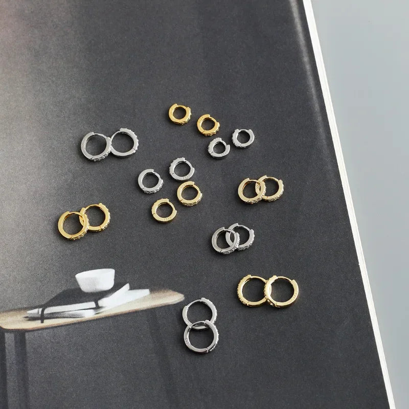 TrustDavis Luxury 925 Sterling Silver Fashion White Zircon Charm Hoop Earring For Fashion Women Wedding Party Jewelry DA2725