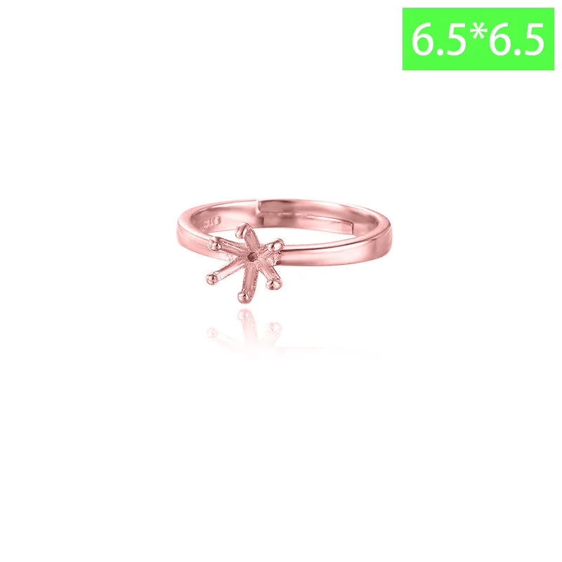 TrustDavis Real 925 Sterling Silver Fashion Six Claw Couple Ring Empty Stand Handmade DIY Accessories Wholesale DZ1688