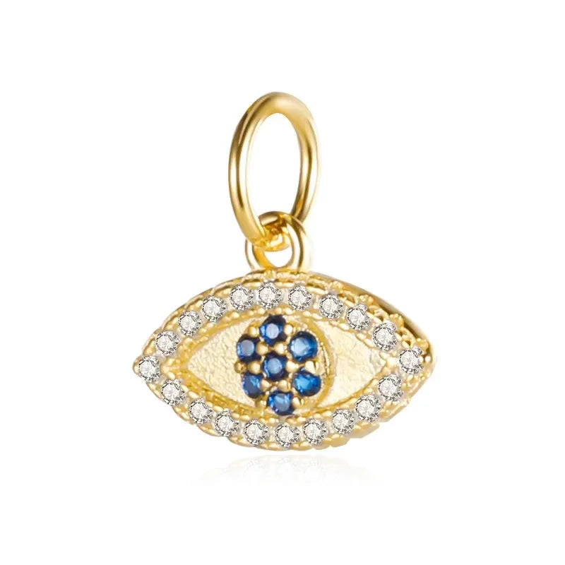 TrustDavis Real 925 Sterling Silver Fashion Sweet Eye Dazzling CZ Charm Pendant Handmade DIY Accessories Fine Jewelry HY354
