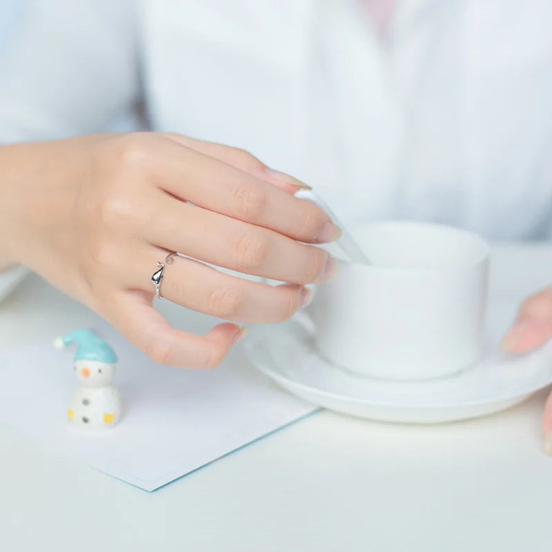 925 Real Sterling Silver Cute 925 Whale With Cocktail Ring AZ05