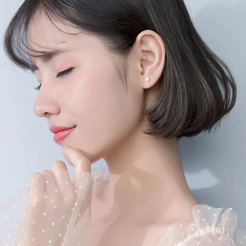 Trusta 925 Sterling Silver Classic Clear Cubic Zircon Triangle Square Stud Earrings For Women Sterling Silver Jewelry DA419