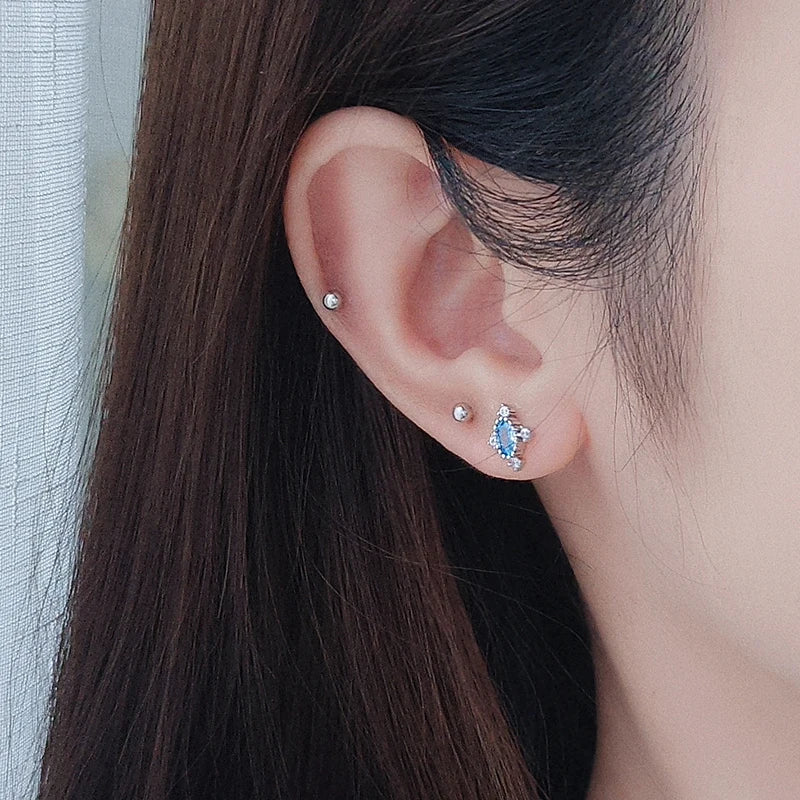 Trustdavis Real 925 Sterling Silver Sweet Geometry Zircon Stud Earrings for Women Wedding Party Fine S925 Jewelry DA3217