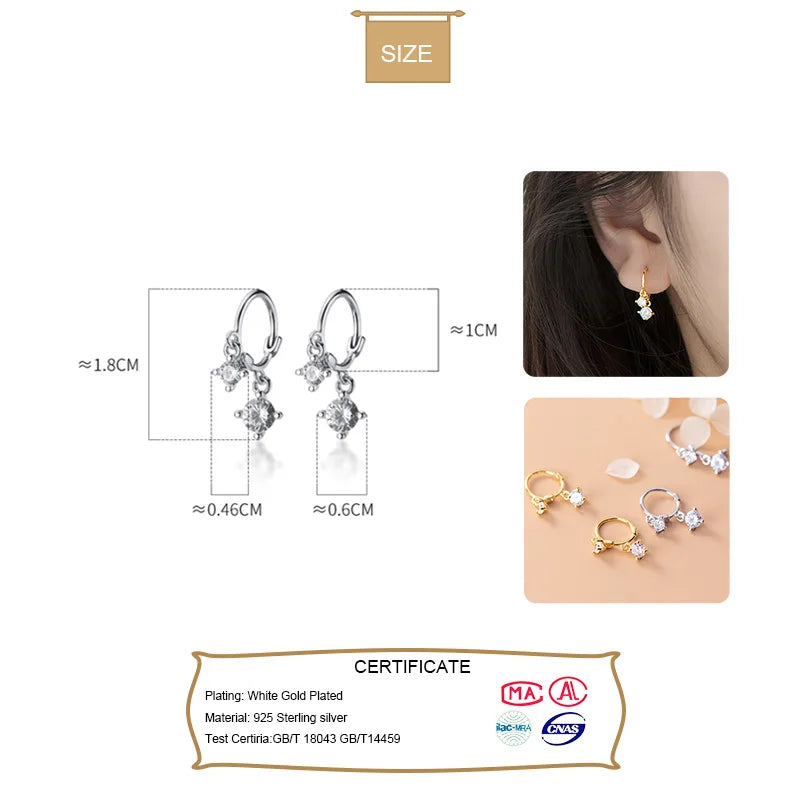 Trustdavis Womens Fashion 100% 925 Sterling Silver Gothic Dazzling CZ Stud Earrings For Wedding Party Silver 925 Jewelry G6120