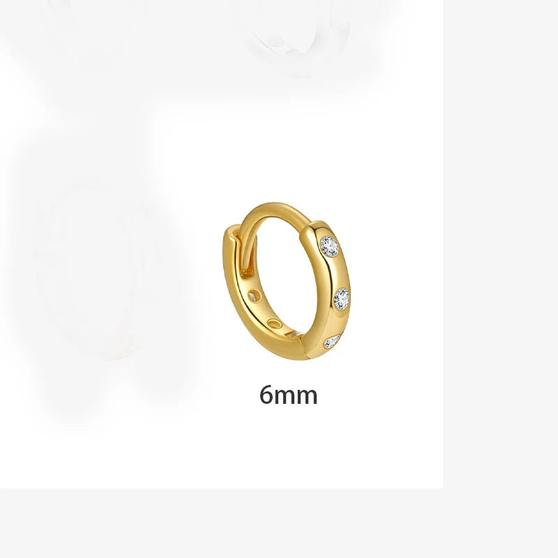 TrustDavis Real 925 Sterling Silver Women's Fashion Simple Zirconia Hoop Earrings for Women Girls Gift Fine Jewelry DS4711