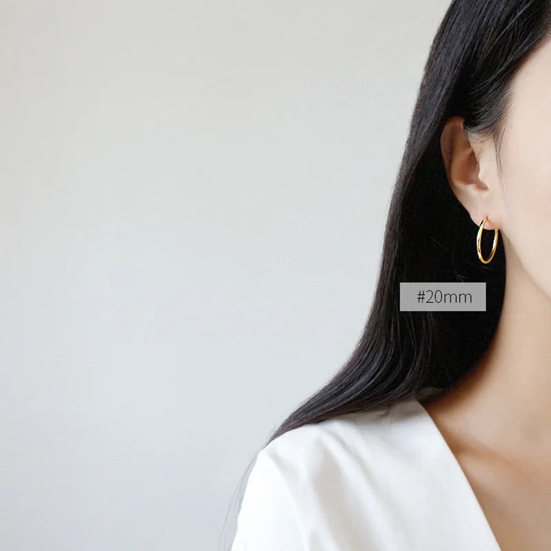 TrustDavis 100% 925 Solid Sterling Silver Gold Unique Shaped Piercing Huggie Hoop Earring For Women Girl Lady Fine Jewelry DA102