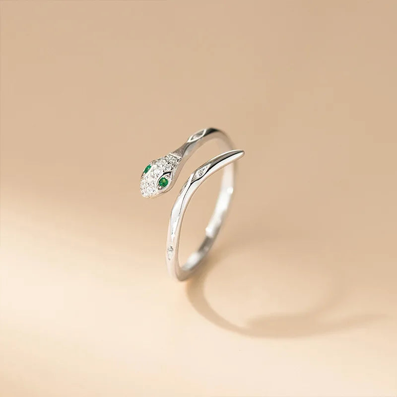 TrustDavis Real 925 Sterling Silver Ring Fashion Sweet Animal Snake Opening Rings for Women Girl Gift Fine Jewelry DS4175