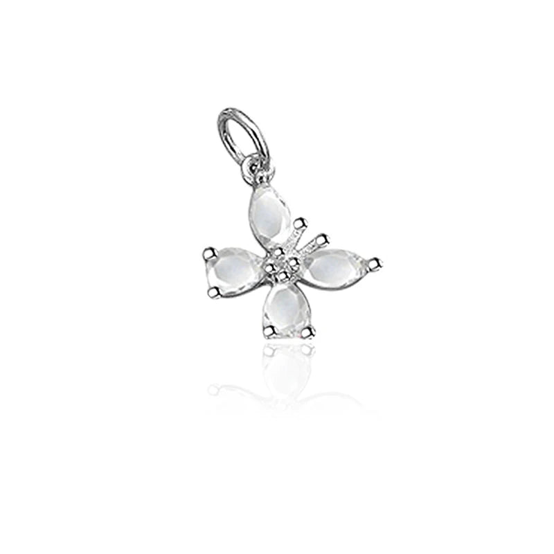 TrustDavis Real 925 Sterling Silver Sweet Zircon Butterfly Charm Pendant Handmade DIY Accessories Fine Jewelry Wholesale DZ1716
