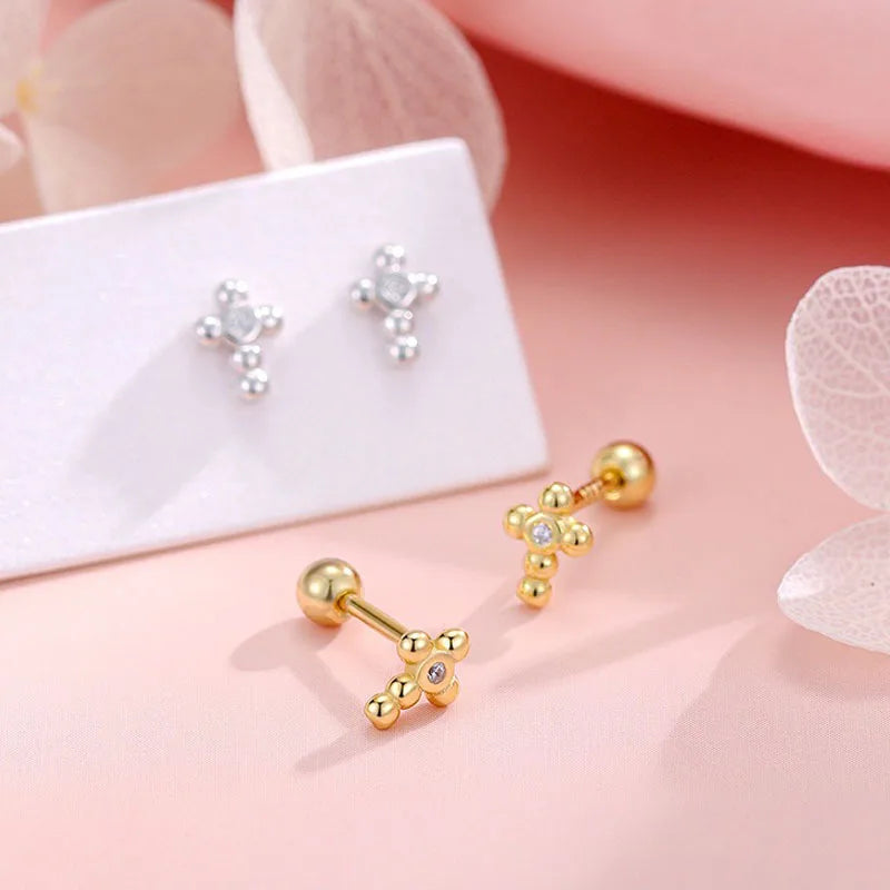 Cross Zircon Screw Earrings DS4896