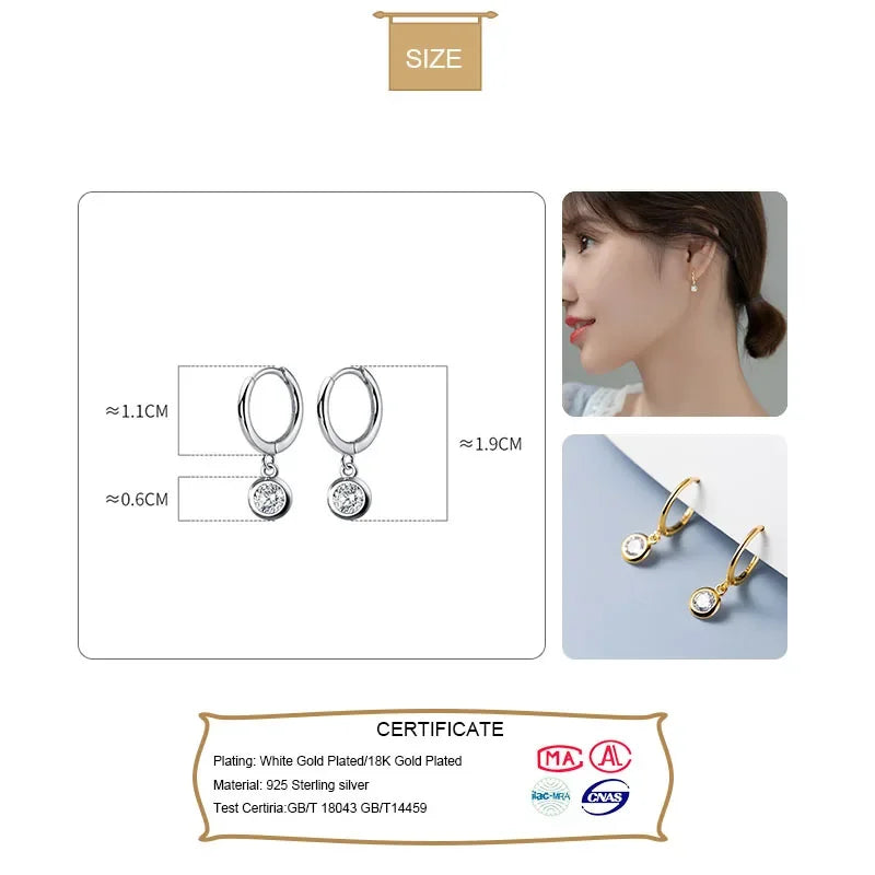 Fashion Round Shiny CZ Charm Hoop Earrings DB1160