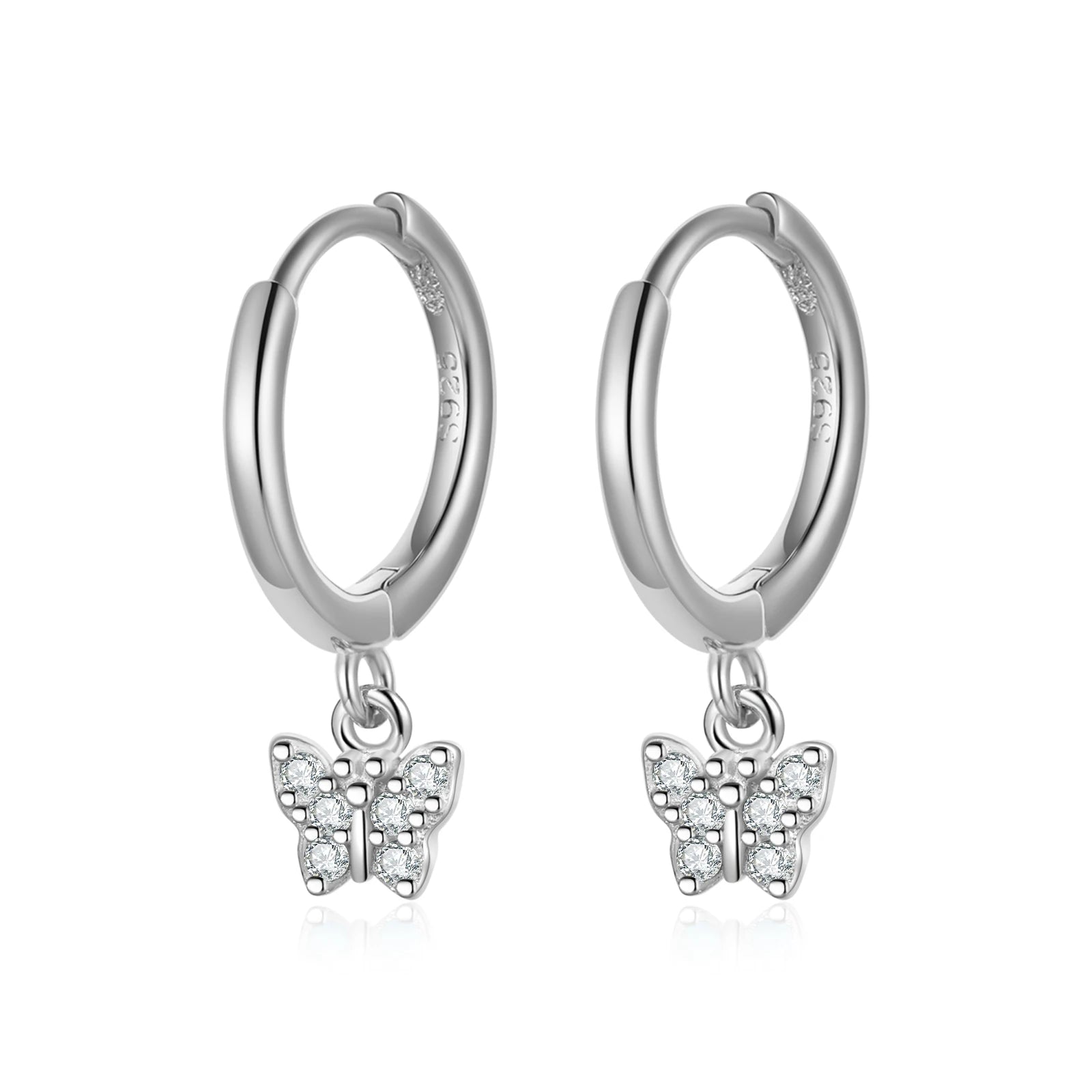 Hoop Earrings Charm Butterfly Zircon DS4116
