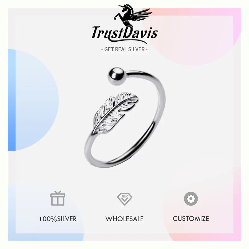 Feather Cocktail Opening Finger Ring Sizable DS172
