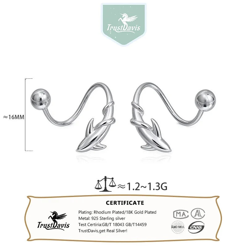 Silver Shark Screw Earrings DS5028