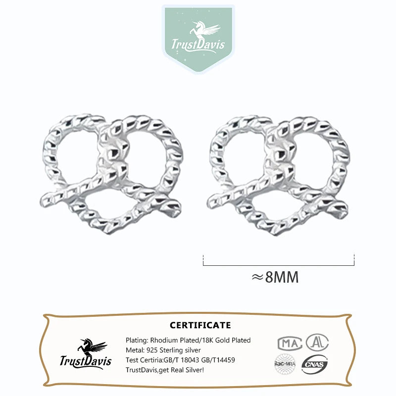 TrustDavis 2024 Real 925 Sterling Silver Romantic Heart Stud Earrings for Mom Daughter Children Birthday Jewelry DS4611