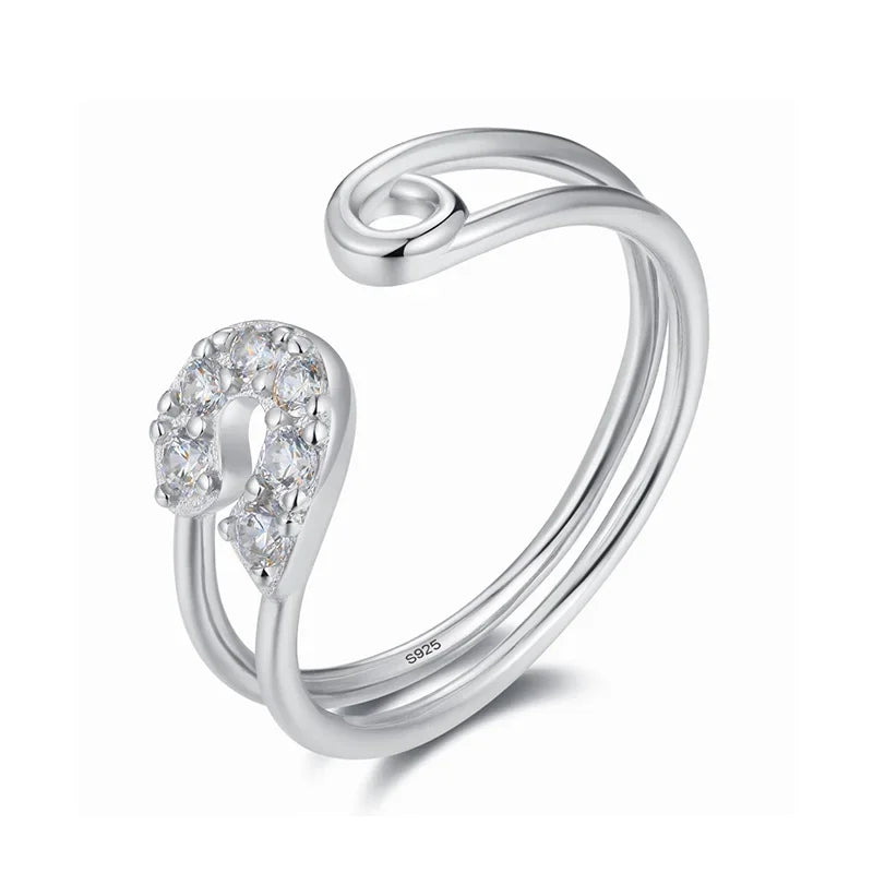 Paper Clip CZ Ring Cute Gift DF376