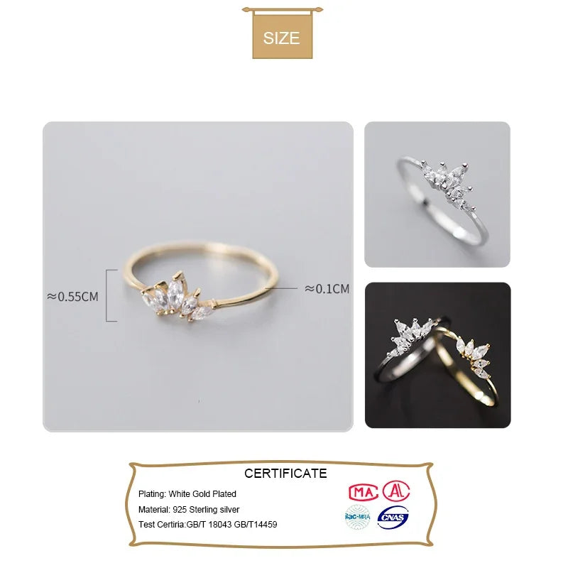 925 Sterling Silver Simple Lovely Delicate Crown Dazzling Finger Ring DA1654