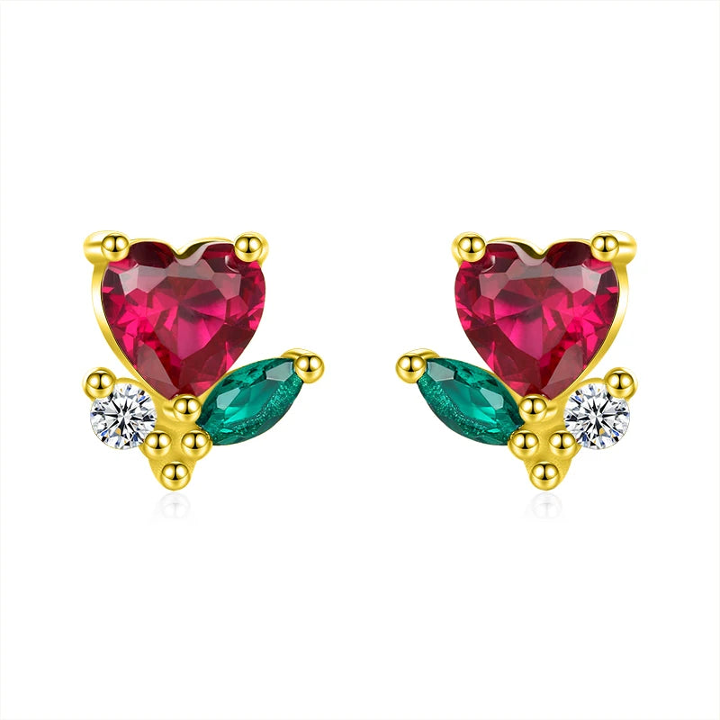Red heart zircon Stud Earrings DS4025