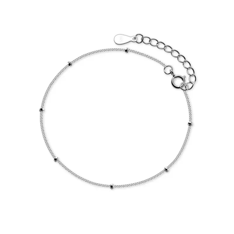 925 Sterling Silver Fashion Simple Beads Chain Bracelets DA1085