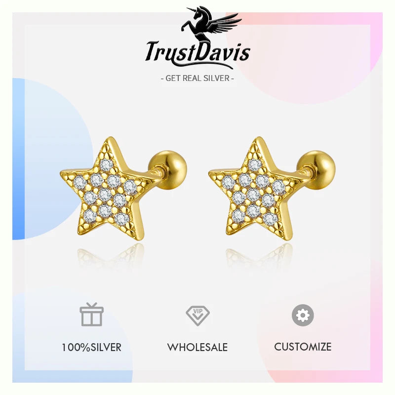 Geometric Zircon Screw Stud Earrings DS4644