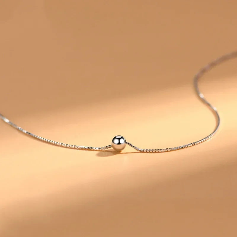 TrustDavis Minimalist 925 Sterling Silver Mini Round Bead Clavicle Chain For Women Wedding Party S925 Necklace Jewelry DS843