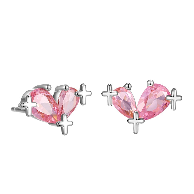 Star Heart Zirconia Stud Earrings DS4856