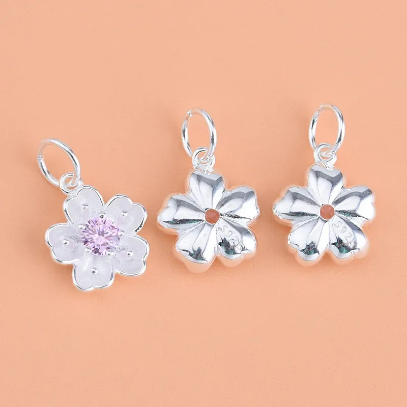 Flower Pink Charm Pendant Handmade DIY Accessories HY050