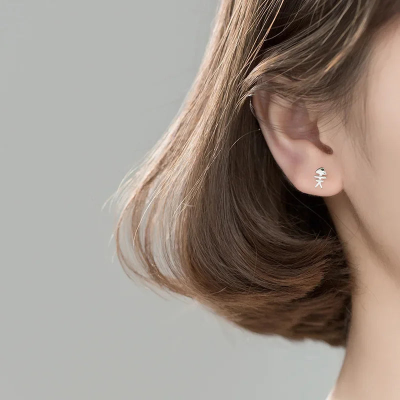 Cat Fish Bone Stud Earrings DS2174