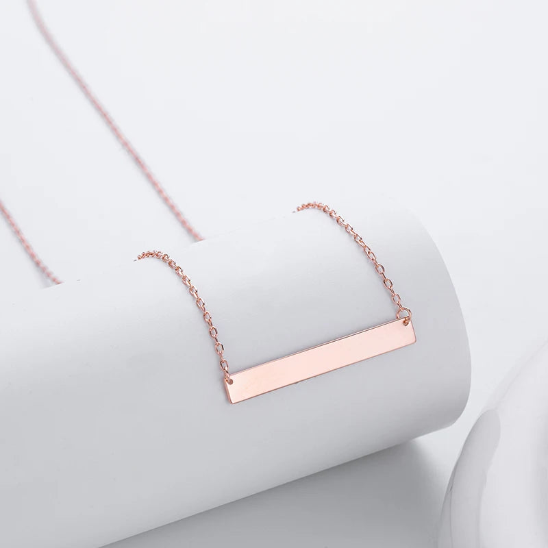 TrustDavis Real 925 Sterling Silver Women's Fashion Simple Long Banner Necklace for Women Girl Birthday Gift Fine Jewelry DS4666