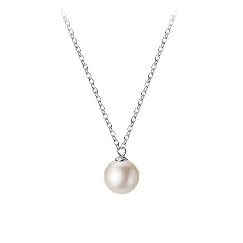 Trustdavis Real 925 Sterling Silver Fashion Synthesis Pearl Charm Clavicle Necklace For Women Wedding Party Fine Jewelry DA2244