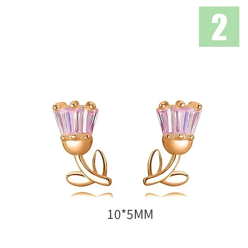 TrustDavis Girls 925 Sterling Silver Elegant Flower Stud Earrings For Women Daughter Girls Birthday Gift Jewelry DS4181