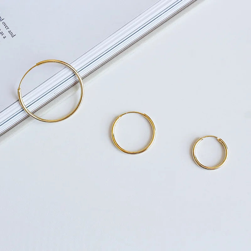 TrustDavis 100% 925 Solid Sterling Silver Gold Unique Shaped Piercing Huggie Hoop Earring For Women Girl Lady Fine Jewelry DA102