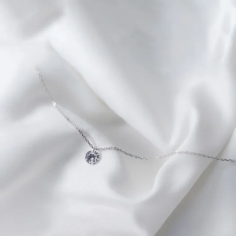 Trustdavis 100% 925 Sterling Silver Dazzling Cubic Zircon Round Circle CZ Pendant Necklace For Women Silver 925 Jewelry DS842