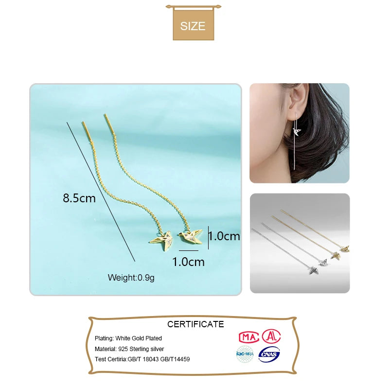 Animal Long Tassel Chain Papercranes Dangle Drop Earring DA1083
