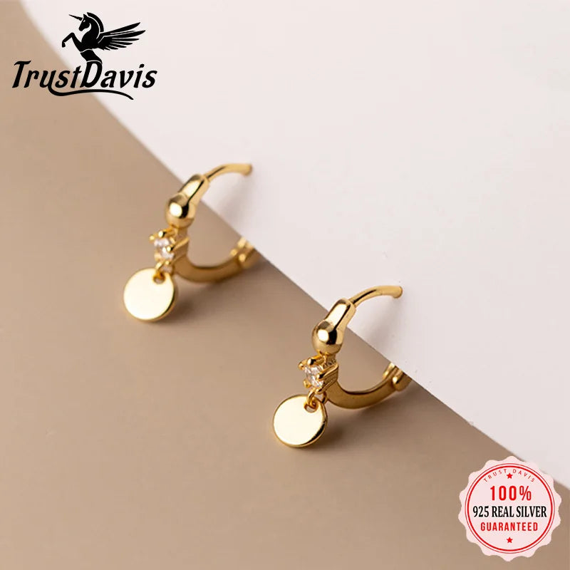 Disc Pendant Crystal Zircon Hoop Earrings DA2428